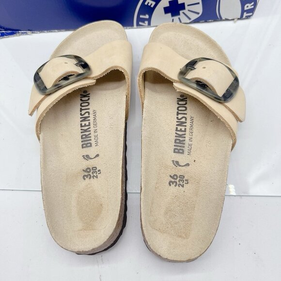 Birkenstock Cream Sandals with Gold Buckle - Picture 16 of 16